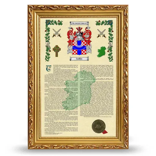 Lorkin Armorial History Framed - Gold