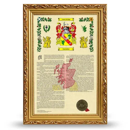 Lorraine Armorial History Framed - Gold