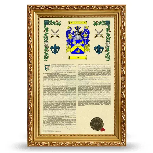 Lort Armorial History Framed - Gold