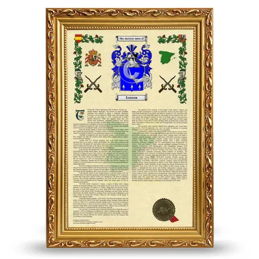 Lozana Armorial History Framed - Gold