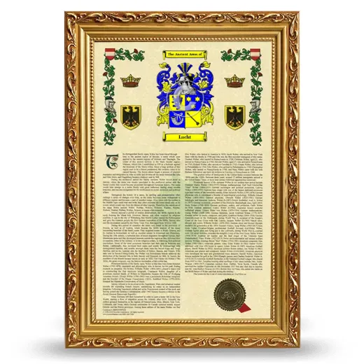 Lucht Armorial History Framed - Gold