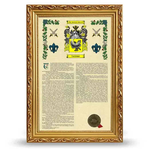 Lucienne Armorial History Framed - Gold