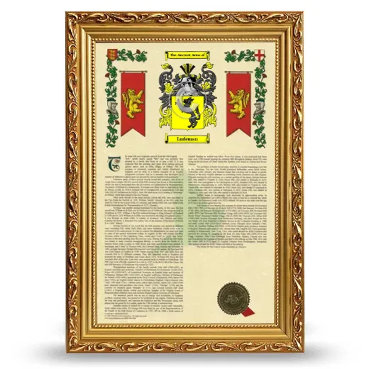 Ludeman Armorial History Framed - Gold