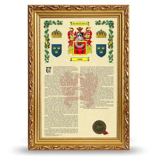 Lund Armorial History Framed - Gold
