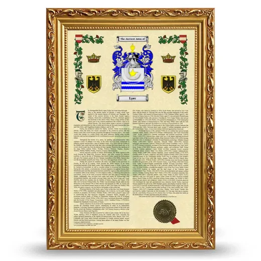 Lyer Armorial History Framed - Gold