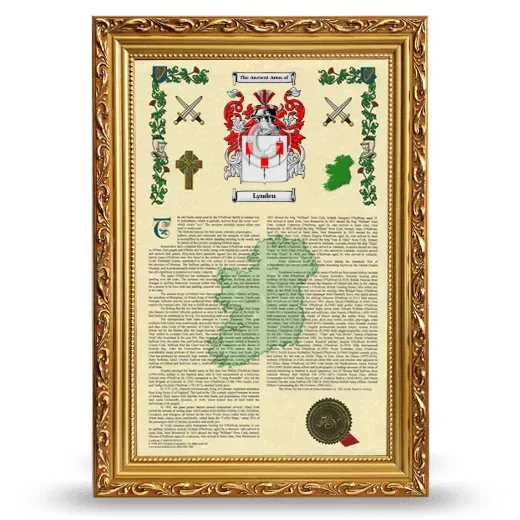Lynden Armorial History Framed - Gold