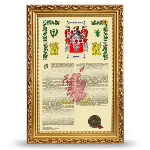 Lynton Armorial History Framed - Gold