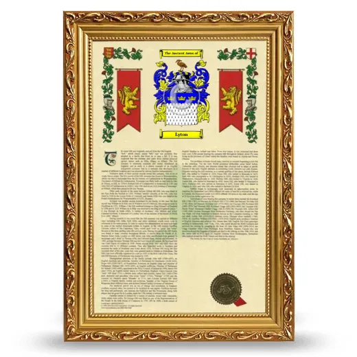 Lyton Armorial History Framed - Gold
