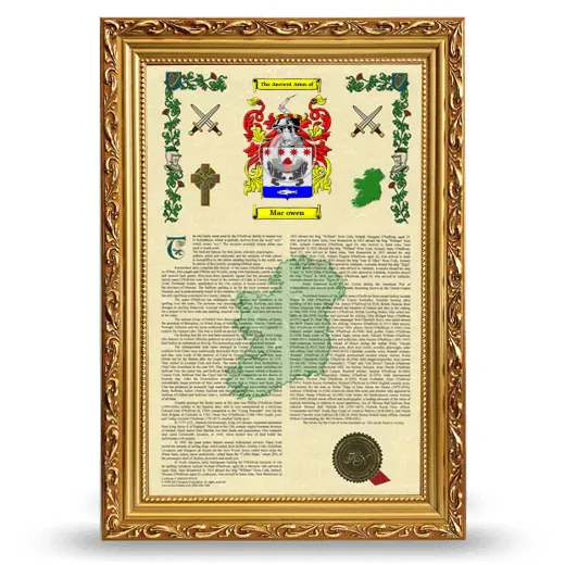 Mac owen Armorial History Framed - Gold