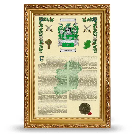 MacAbbe Armorial History Framed - Gold