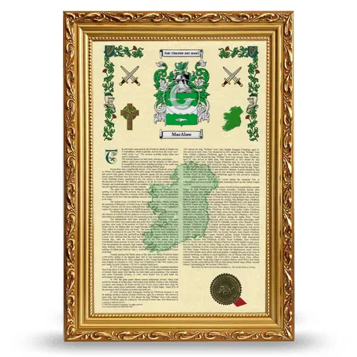 MacAbee Armorial History Framed - Gold