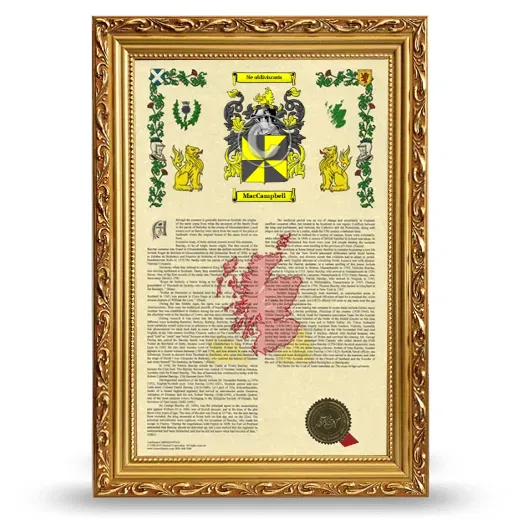 MacCampbell Armorial History Framed - Gold