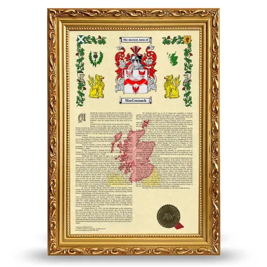 MacCormack Armorial History Framed - Gold