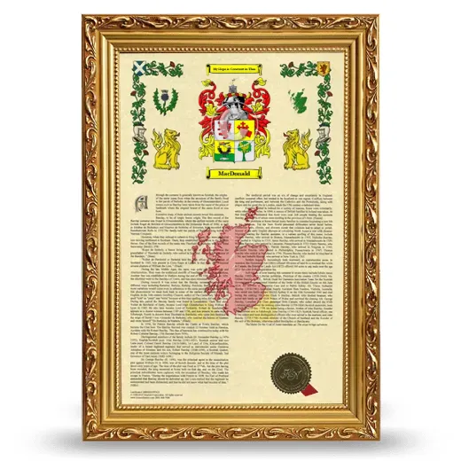 MacDonald Armorial History Framed - Gold