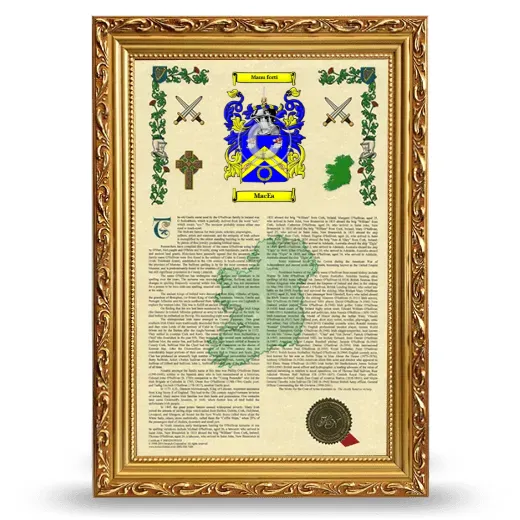 MacEa Armorial History Framed - Gold