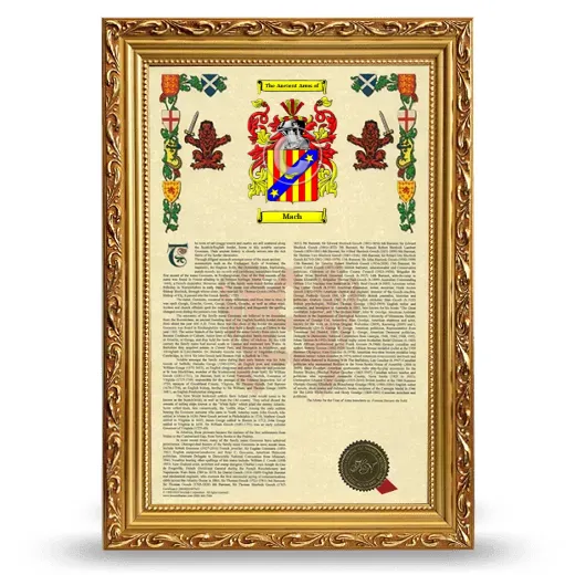 Mach Armorial History Framed - Gold