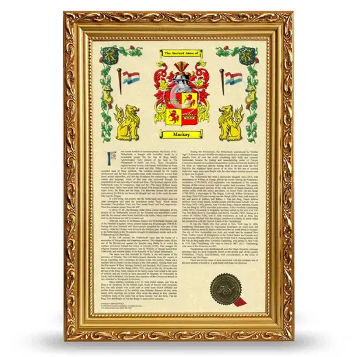 Mackay Armorial History Framed - Gold