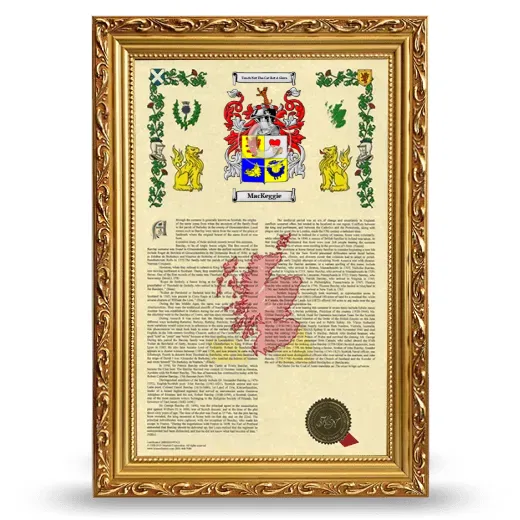 MacKeggie Armorial History Framed - Gold