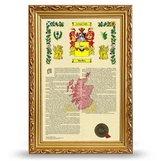 MacKen Armorial History Framed - Gold