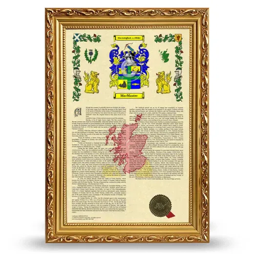 MacMaster Armorial History Framed - Gold