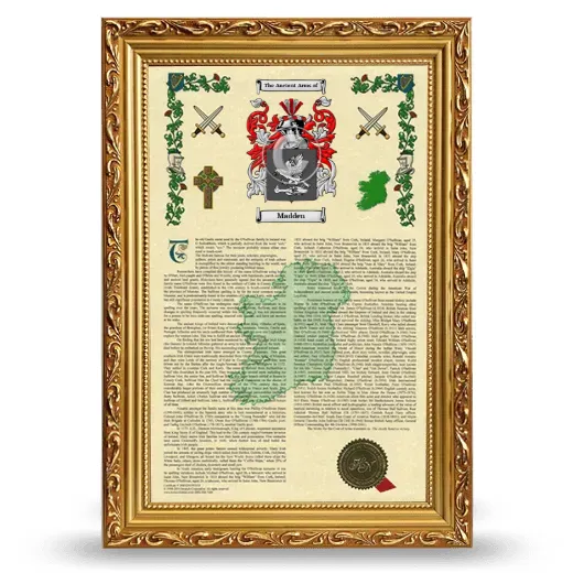 Madden Armorial History Framed - Gold