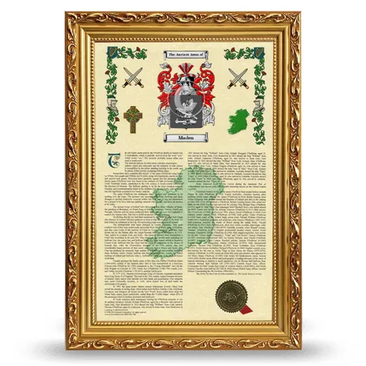 Maden Armorial History Framed - Gold