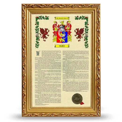 Madich Armorial History Framed - Gold