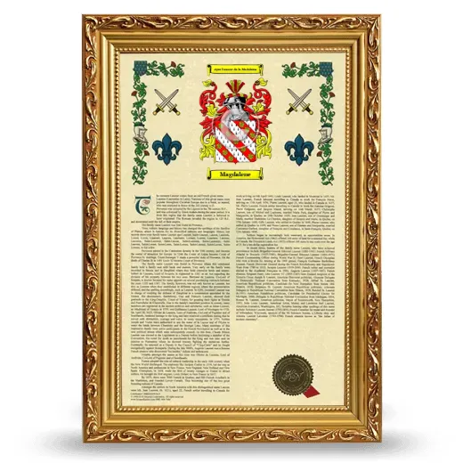 Magdalene Armorial History Framed - Gold