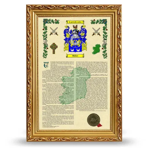 Mahar Armorial History Framed - Gold