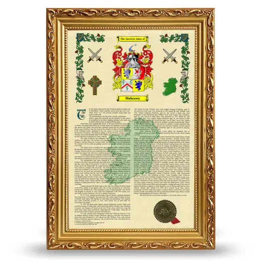 Mahoney Armorial History Framed - Gold