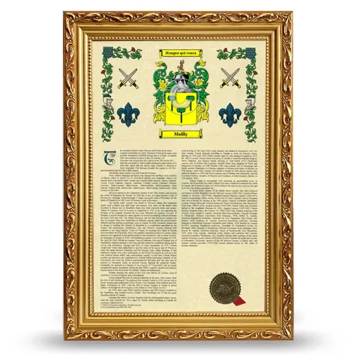 Mailly Armorial History Framed - Gold