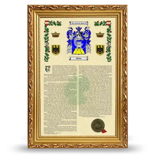Maiss Armorial History Framed - Gold
