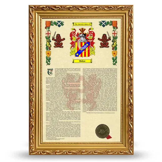 Makar Armorial History Framed - Gold
