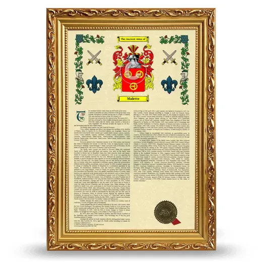 Malette Armorial History Framed - Gold