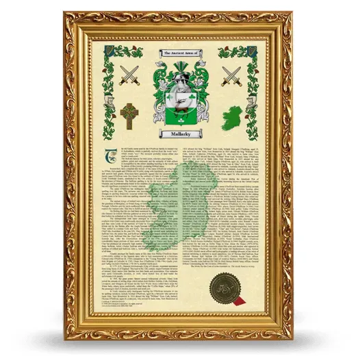 Mallarky Armorial History Framed - Gold
