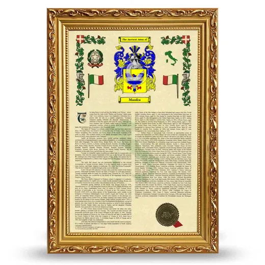 Manfra Armorial History Framed - Gold