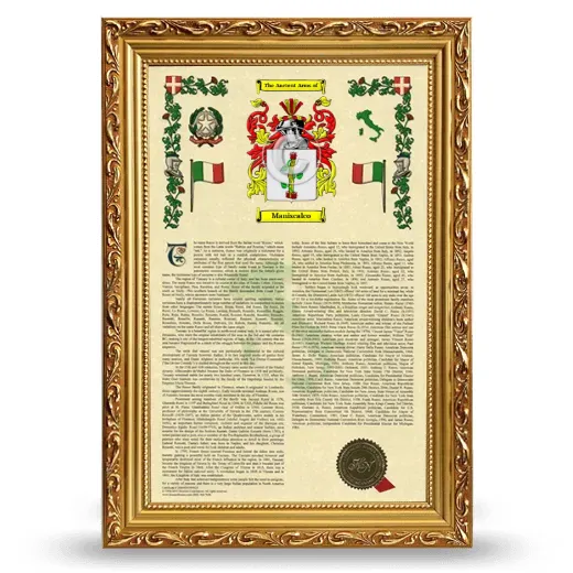 Maniscalco Armorial History Framed - Gold