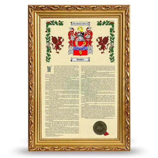 Mankin Armorial History Framed - Gold