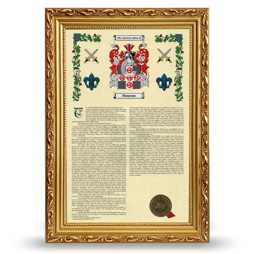Mansour Armorial History Framed - Gold