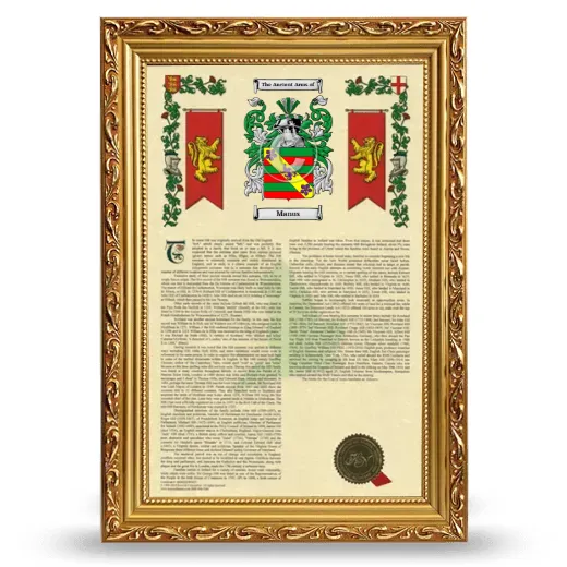Manus Armorial History Framed - Gold