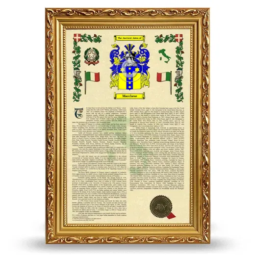Marchese Armorial History Framed - Gold