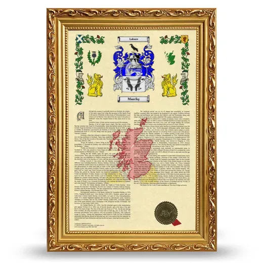 Marchy Armorial History Framed - Gold