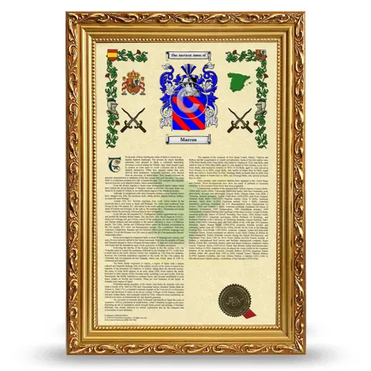Marcos Armorial History Framed - Gold