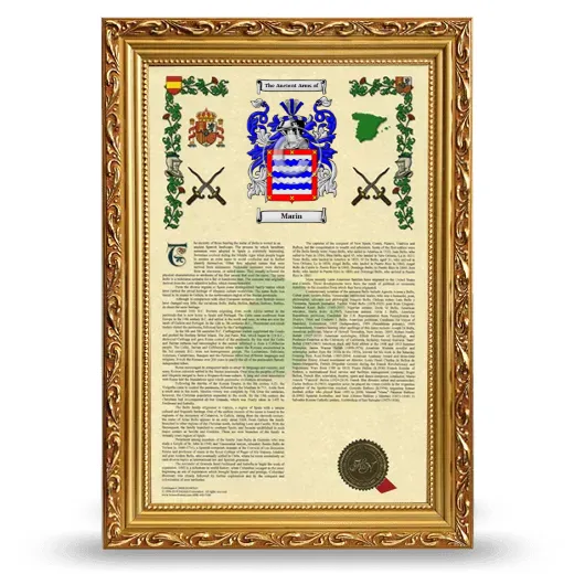 Marin Armorial History Framed - Gold