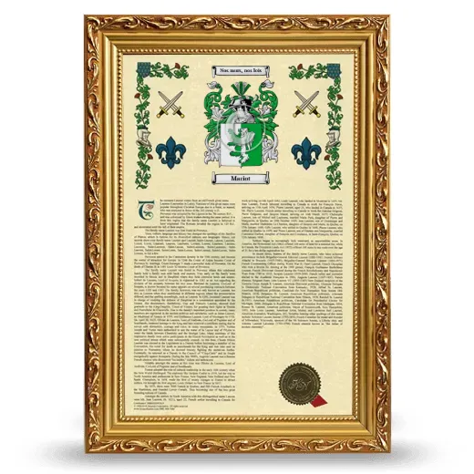 Mariot Armorial History Framed - Gold