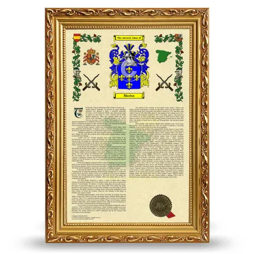 Marius Armorial History Framed - Gold