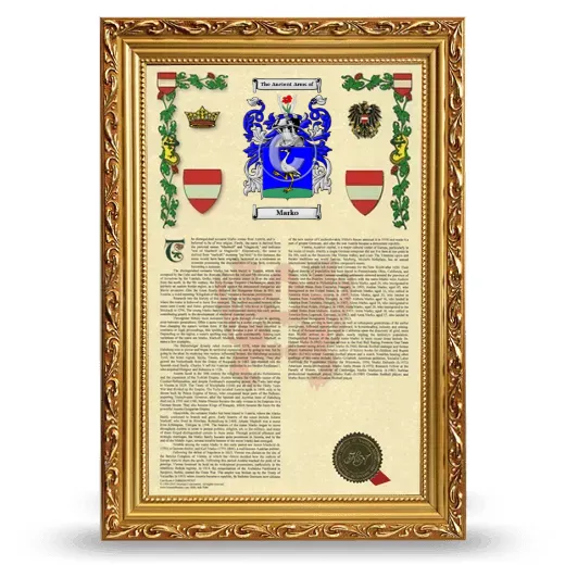 Marko Armorial History Framed - Gold