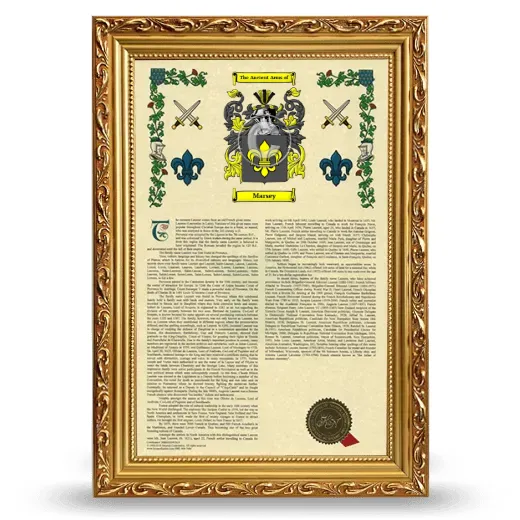 Marsey Armorial History Framed - Gold