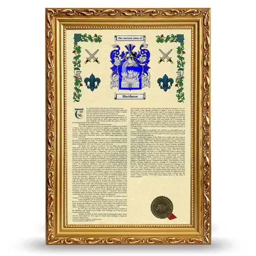 Marthane Armorial History Framed - Gold