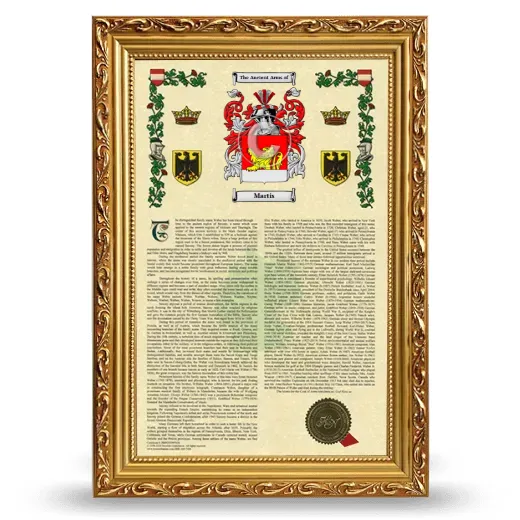 Martis Armorial History Framed - Gold